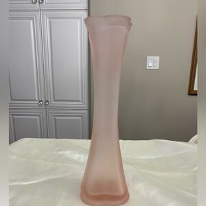 EUC 8” Tall Frosted Pink Bud Vase Art Deco Style